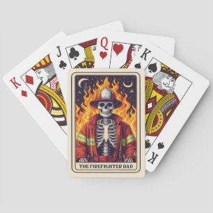 Dad The Firefighter Funny Fathers Day Skeleton Playing Cards