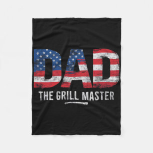 Dad The Grill Master American Flag  Fleece Blanket