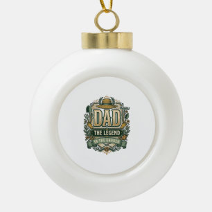 Dad The Legend in the Garden Vintage Gardening Des Ceramic Ball Christmas Ornament