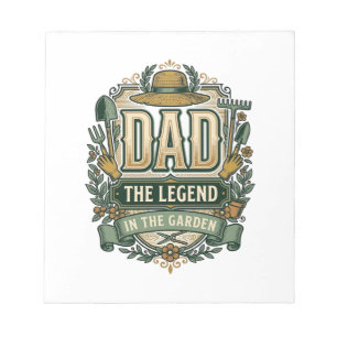 Dad The Legend in the Garden Vintage Gardening Des Notepad
