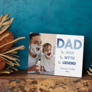 DAD The Man Myth Legend Blue Gradient Photo Plaque
