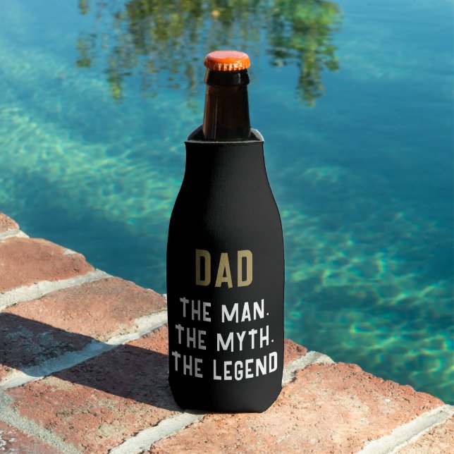 Dad the Man Myth Legend Funny Black Bottle Cooler (In Situ Pool)