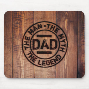 Dad The Man Myth Legend Rustic Wood Pyrography Mouse Pad