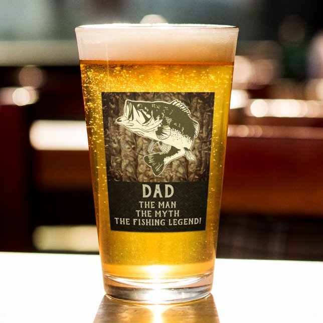 Dad The Man The Myth Bass Fishing Legend Funny Glass (Creator Uploaded)