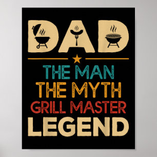 Dad The Man The Myth Grill Master Legend, Funny Bb Poster