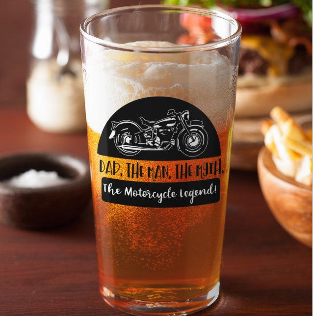 Dad The Man The Myth Motorcycle Legend Funny Quote Glass (Creator Uploaded)