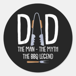 Dad The Man The Myth The Bbq Legend Funny Barbecue Classic Round Sticker