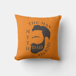 Dad the man, the myth, the legend text orange cushion