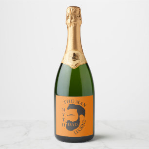 Dad the man, the myth, the legend text orange sparkling wine label