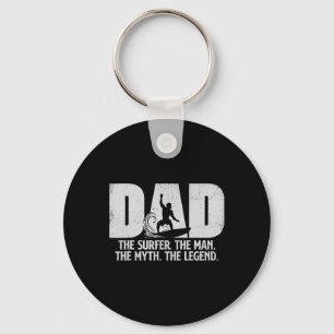 Dad The Surfer Man Myth Legend - Surfing Surfboard Key Ring