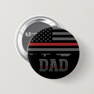 Dad Thin Red Line Firefighter Dad Gifts 6 Cm Round Badge