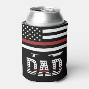 Dad Thin Red Line Firefighter Dad Gifts Can Cooler