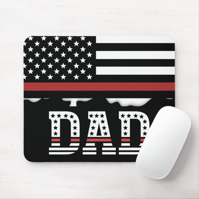 Dad Thin Red Line Firefighter Dad Gifts Mouse Pad (With Mouse)
