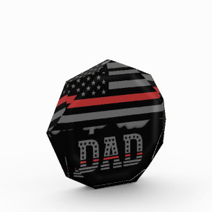 Dad Thin Red Line Firefighter Dad Gifts Photo Block