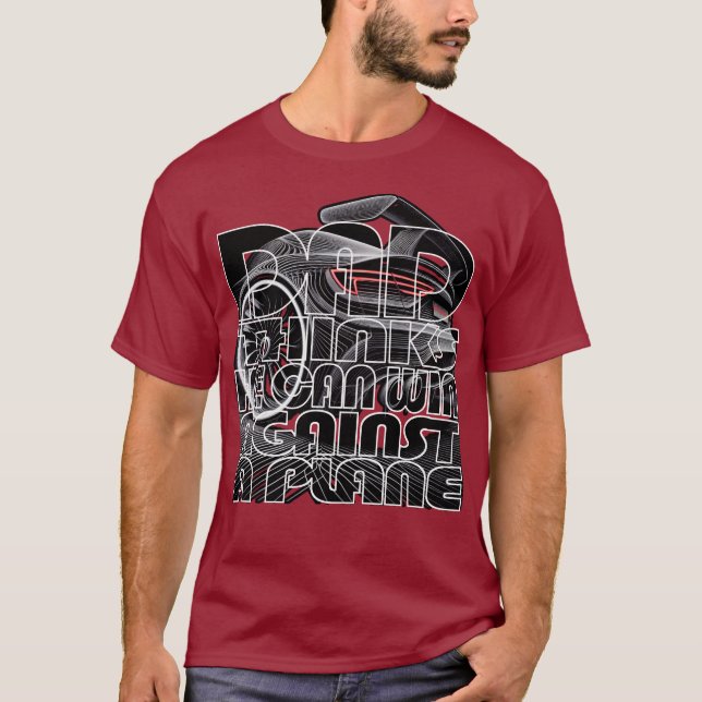 Dad-Thinks-He-Can-Win-Against-Plane-Back-Sport Car T-Shirt (Front)