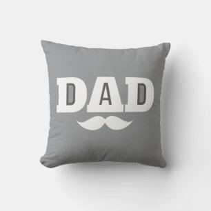 Dad Throw Pillow Mustache Brow Black Grey Orange