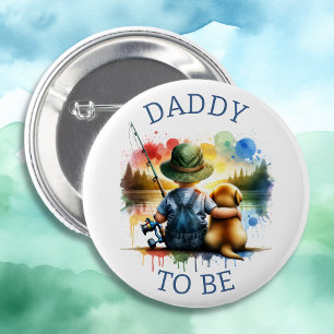 Dad to be Boy's Fishing Themed Baby Shower Button