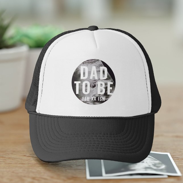 Dad to Be Custom Ultrasound Photo Trucker Hat (Dad to be? Surprise him with your ultrasound photo on this trucker hat. Add your due date too)