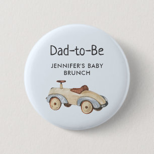 Dad-to-Be Vintage Toy Car Baby Shower/Brunch 6 Cm Round Badge
