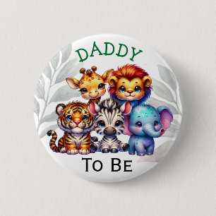 Dad to be   Zoo Animals Baby Shower 6 Cm Round Badge