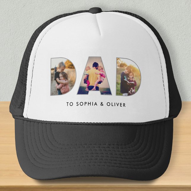 Dad To Kids Names & Photos Trucker Hat (Creator Uploaded)