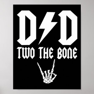 Dad Two The Bone Skeleton Hand Family Birthday Boy Poster