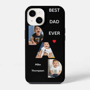 DAD Typography 3 Photo Black Minimalist iPhone 14 Case