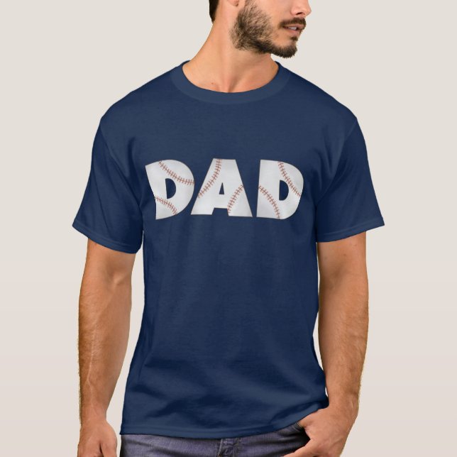 Dad Typography Baseball Simple Funny Cute T-Shirt (Front)