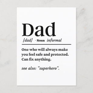 Dad Unique Definition Dad Gift Father's Day Card