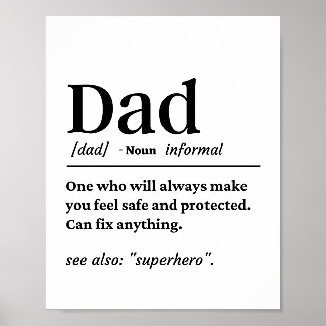 Dad Unique Definition Poster (Front)