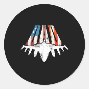 Dad Us American Flag Air Fighter Jet Fathers Day 4 Classic Round Sticker