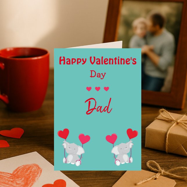Dad Valentine's Day Elephants Holiday Card (Creator Uploaded)