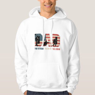 Dad Veteran Legend American Flag Design Hoodie