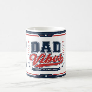 Dad Vibes Red Navy Retro 2 Photo Design Coffee Mug