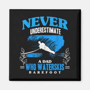 Dad waterskis barefoot wave lover athletes water magnet