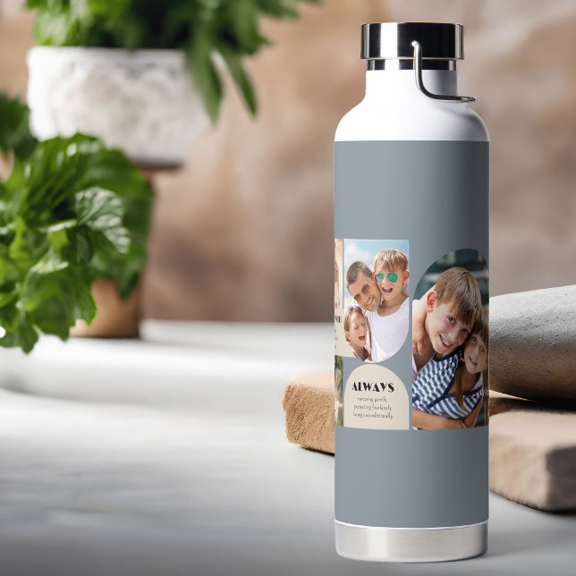 Dad We Love You Always 6 Photo Collage 32oz Water Bottle (Photo water bottle for dad)