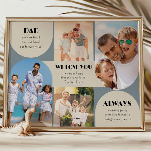 Dad We Love You Always Modern 4 Photo Poster