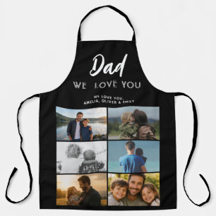 Dad We Love You Family 6 Photo Collage Apron
