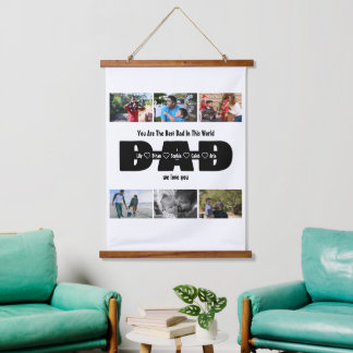 Dad, We Love You – Fathers Day 6 Photo Collage Hanging Tapestry