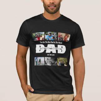Dad, We Love You – Fathers Day 6 Photo Collage T-Shirt