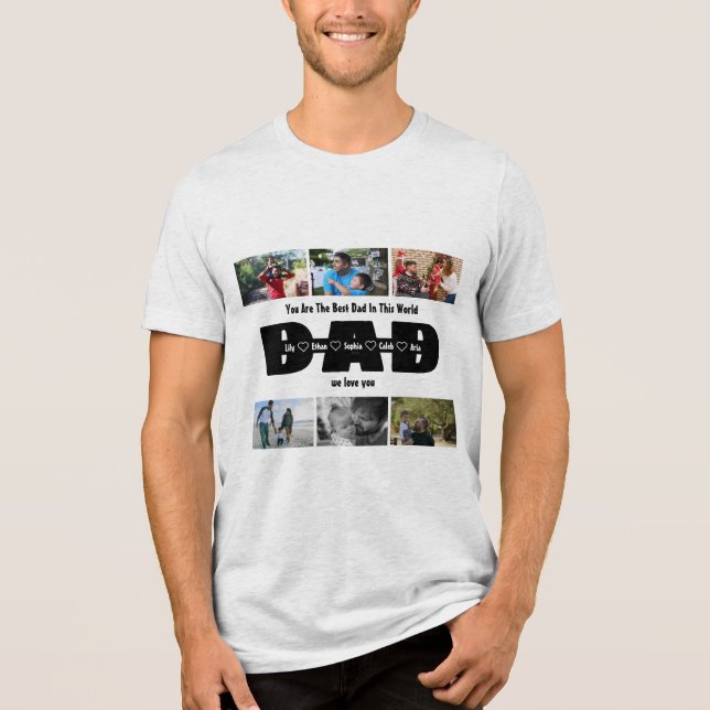 Dad, We Love You – Fathers Day 6 Photo Collage Tri-Blend Shirt (Front)