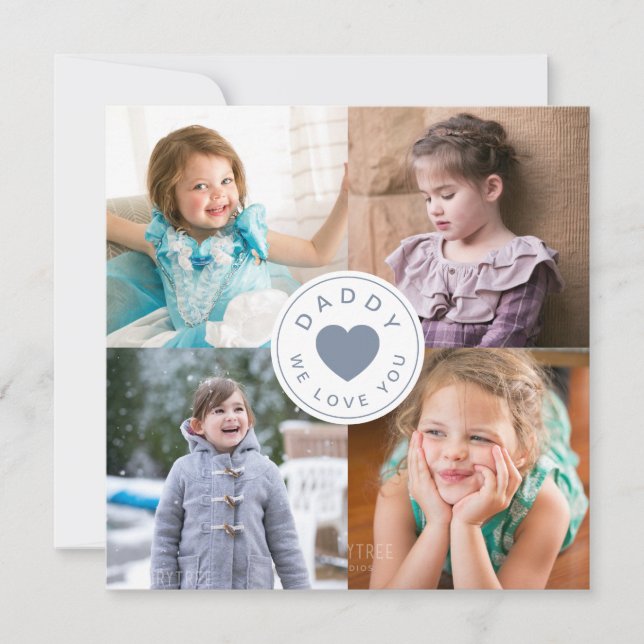 Dad We Love You Heart Photo Collage (Front)