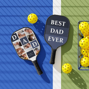 Dad We Love You   Modern 8 Photo Colour Block  Pickleball Paddle