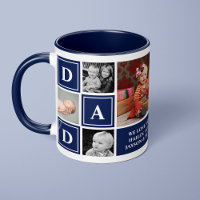 Dad We Love You Navy Blue Custom Photo Collage