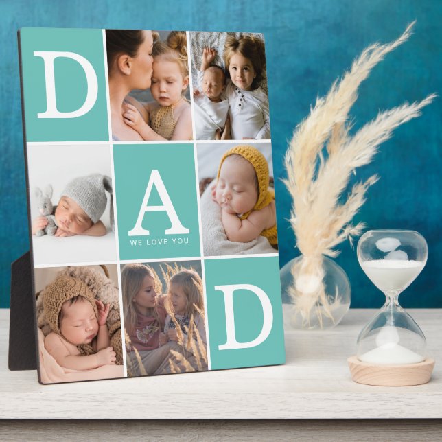 Dad We Love You Photo Collage Plaque (Side)