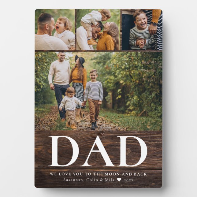 DAD We love you Photo Collage Rustic Modern Father Plaque (Front)