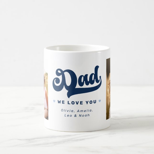 Dad we love you photo hearts blue fathers day coffee mug (Center)