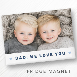 Dad we love you photo hearts blue fathers day magnet