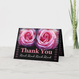 DAD - Wedding Thank You with Pink Roses and Lace Card