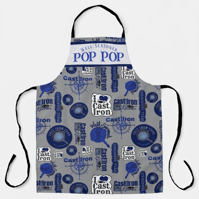 Dad Well Seasoned Cast Iron All-Over Print Apron (Front)